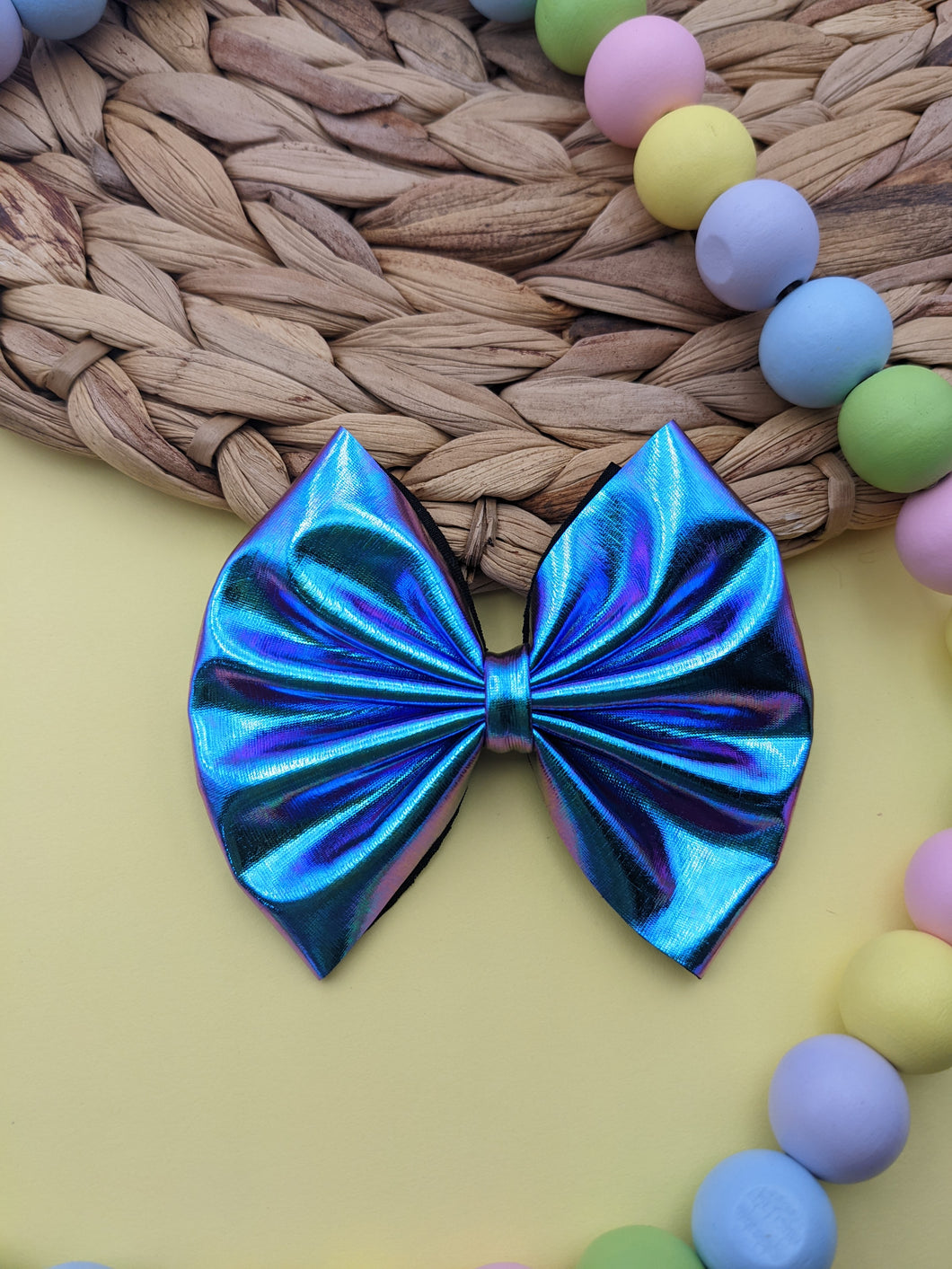 Mermaid iridescent pleather bow (select size)